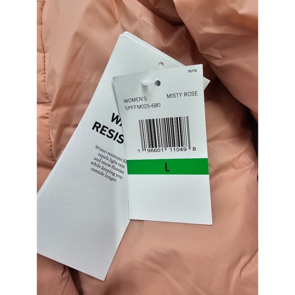 Spyder Women's Clara Short Puffer Hooded Full Zip Jacket, Misty Rose L MSRP $199 - Picture 4 of 4